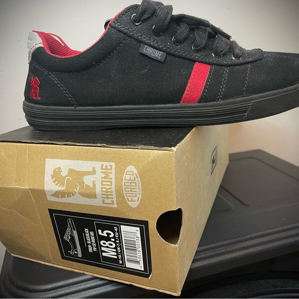 Chrome Black and Red Men's Sneakers
